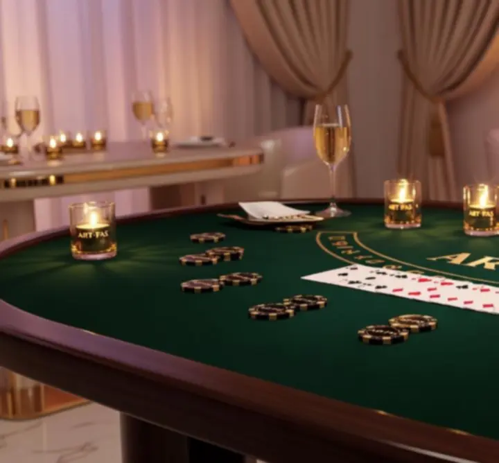 Eleganckie detale dekoracyjne stołu blackjacka na wydarzeniu
