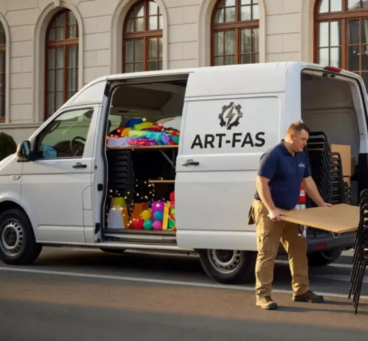 Ekipa ART-FAS przygotowująca mobilną infrastrukturę rozrywkową na wydarzenie
